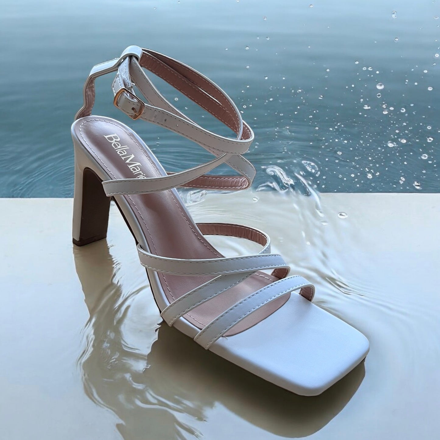 Sarah Strap Heel - White