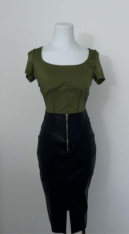 Square Neck - Cropped Corset Top