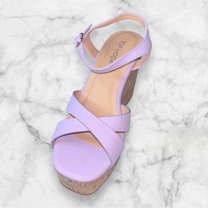 Emily - Ankle Strap Lightweight Wedge - Lilac