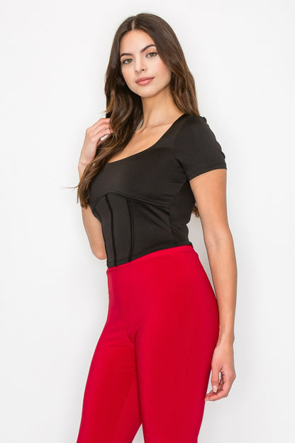 Square Neck - Cropped Corset Top
