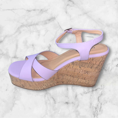 Emily - Ankle Strap Lightweight Wedge - Lilac