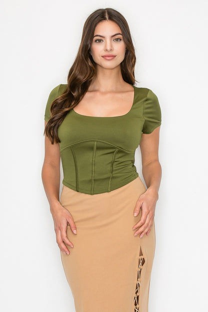 Square Neck - Cropped Corset Top