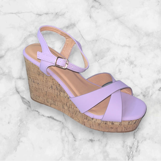 Emily - Ankle Strap Lightweight Wedge - Lilac